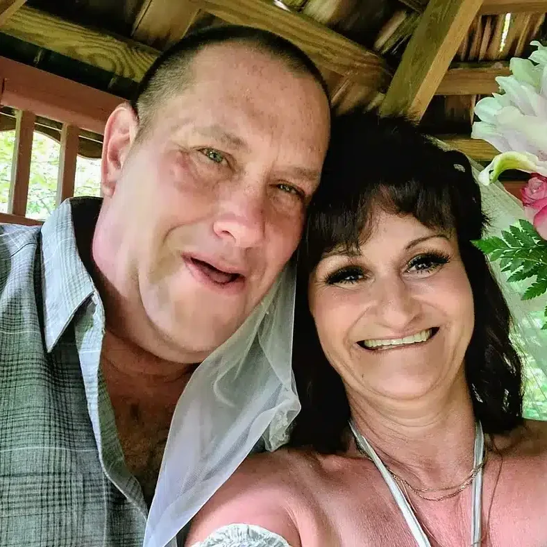 Marcel (left) and Belinda (right) on their wedding day
